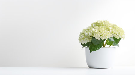 Photo of Hydrangea flower in pot isolated on white backgroundの素材