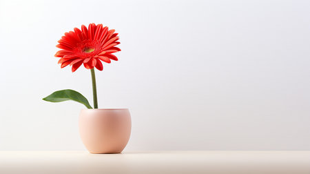Photo of Gerbera flower in pot isolated on white backgroundの素材