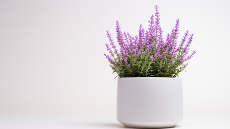 Photo of Heather flower in pot isolated on white backgroundの素材