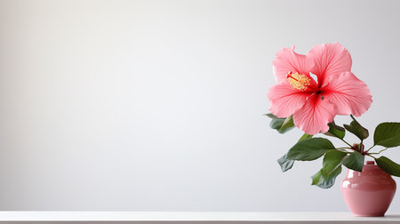 Photo of Hibiscus flower in pot isolated on white backgroundの素材