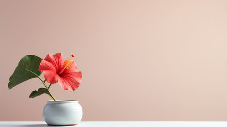 Photo of Hibiscus flower in pot isolated on white backgroundの素材