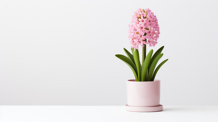 Photo of Hyacinth flower in pot isolated on white backgroundの素材