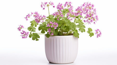 Photo of Meadow Rue flower in pot isolated on white backgroundの素材