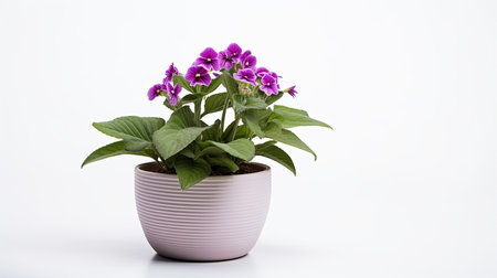 Photo of Lungwort flower in pot isolated on white backgroundの素材