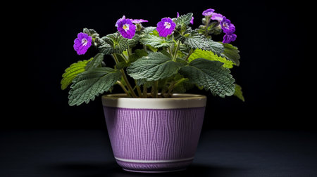 Photo of Spotted Deadnettle flower in pot isolated on white backgroundの素材