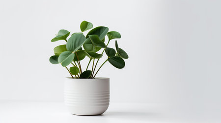 Photo of Peperomia flower in pot isolated on white backgroundの素材