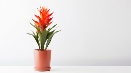 Photo of Torch Lily flower in pot isolated on white backgroundの素材