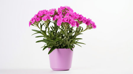 Photo of Sweet William flower in pot isolated on white backgroundの素材
