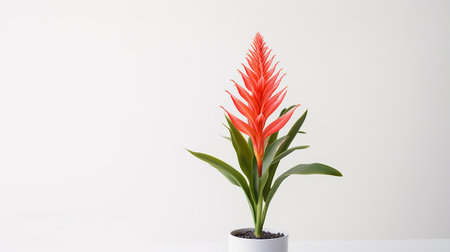 Photo of Torch Lily flower in pot isolated on white backgroundの素材