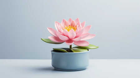 Photo of Water Lily flower in pot isolated on white backgroundの素材