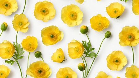 Buttercup flower flower patterned backgroundの素材