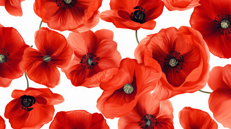 Poppy flower patterned backgroundの素材