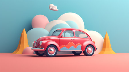 3d miniature of a driving carの素材