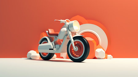 3d miniature of a motorcycle runningの素材