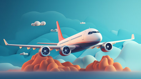3d miniature of an airplane in flightの素材