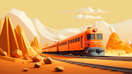 3d miniature of a train runningの素材