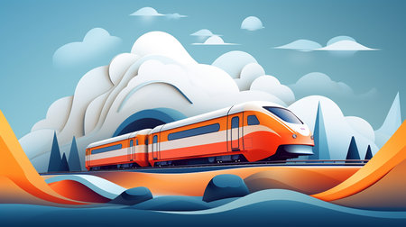 3d miniature of a train runningの素材