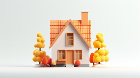 Minimalist mockup 3d design of Scandinavian Houseの素材