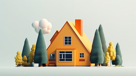 Minimalist mockup 3d design of Scandinavian Houseの素材