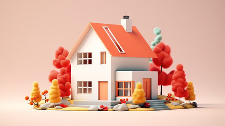 Minimalist mockup 3d design of Scandinavian Houseの素材