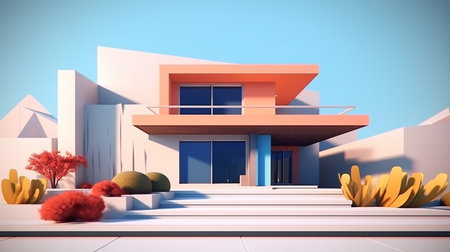 Minimalist mockup 3d design of Modern Houseの素材