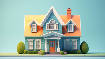 Minimalist mockup 3d design of American Classic Houseの素材