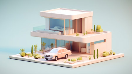 Minimalist mockup 3d design of Modern Houseの素材
