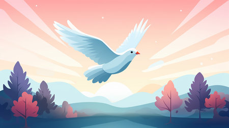 flat design illustration for international day of peace backgroundの素材