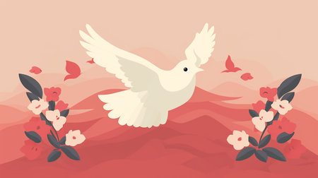 flat design illustration for international day of peace backgroundの素材