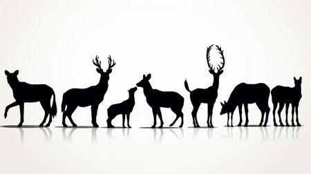animals silhouette in black colorの素材
