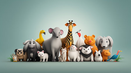 world wildlife day 3d background with animalsの素材