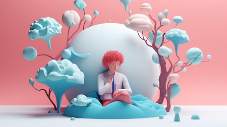 3d illustration about world mental health dayの素材