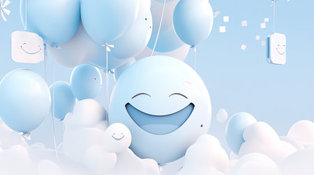3d illustration of smiling balloon in world smile day conceptの素材