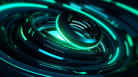 3D futuristic shape background with illustration of blue, green and black colorの素材