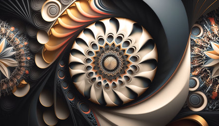 Abstract fractal. Fractal art background for creative design. Decoration for wallpaper, desktop, poster, cover booklet. Print for clothes, t-shirt. Creative illustration for designの素材