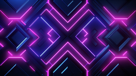 Background of geometric pattern in a neon futuristic laser lightの素材