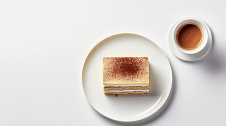 Photo a cup of coffee with tiramisu isolated on white backgroundの素材