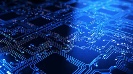 Circuit programming in blue backgroundの素材