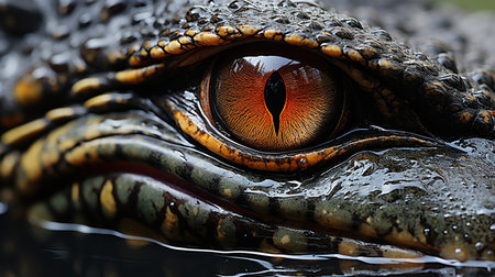 Close-up photo of a Alligator looking in their habitatの素材