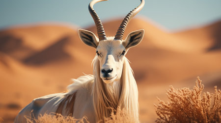 Close-up photo of a Arabian Oryx looking any direction in the Desertの素材