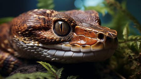 Close-up photo of a Boa Constrictor looking in their habitatの素材