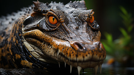 Close-up photo of a Caiman looking any direction on jungleの素材