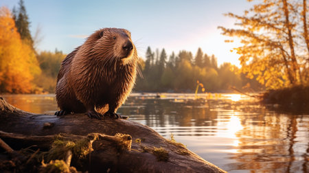 Close-up photo of a Beaver looking in their habitat