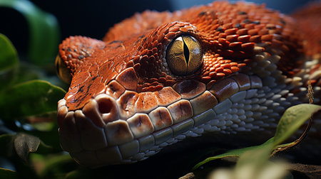 Close-up photo of a Boa Constrictor looking in their habitatの素材