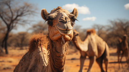 Close-up photo of a Camel looking any direction in the Desertの素材