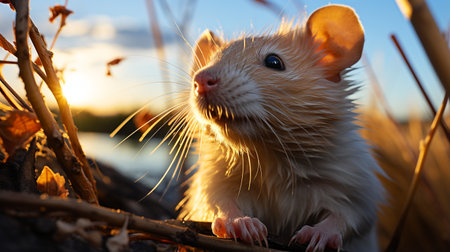 Close-up photo of a Crested Rat looking in their habitatの素材