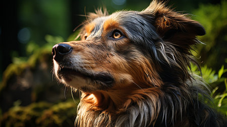 Close-up photo of a Dog looking any directionの素材