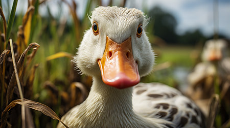 Close-up photo of a Duck looking any directionの素材