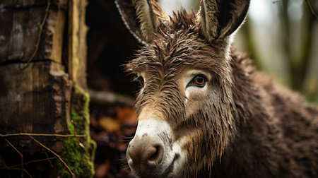 Close-up photo of a Donkey looking any directionの素材