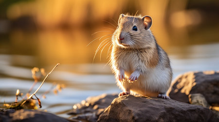 Close-up photo of a Gerbil looking in their habitatの素材